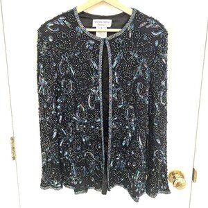 ADRIANNA PAPELL EVENING Sequin Beaded Evening Blazer Size L